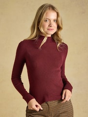 Seamless Burgundy Red Knitted Long Sleeve Slim Fit Top - Image 2 of 7