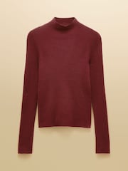Seamless Burgundy Red Knitted Long Sleeve Slim Fit Top - Image 7 of 7