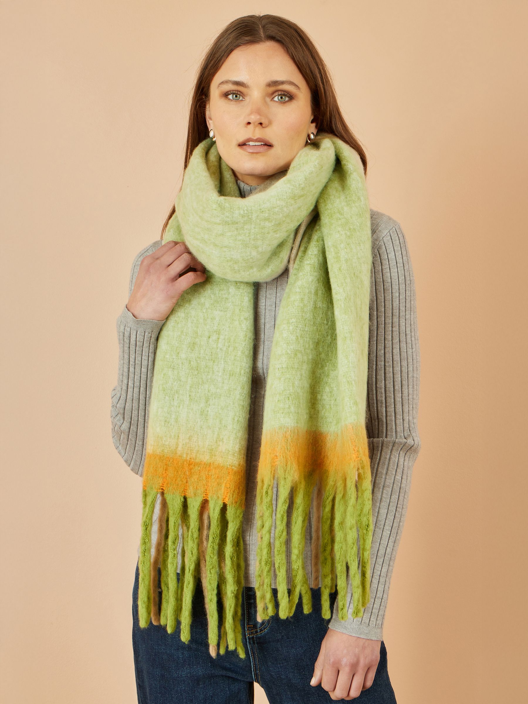 Yumi Women's Green & Orange Colour Block Scarf - Image 5