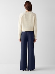 LK Bennett Cream Ivory Novetex Legendary Relaxed V-Neck Sweater Birch - Image 3 of 4