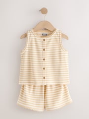 Yellow Stripe Textured Waffle Waistcoat Shorts Set (3-16yrs) - Image 1 of 5
