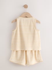 Yellow Stripe Textured Waffle Waistcoat Shorts Set (3-16yrs) - Image 3 of 5