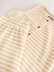 Yellow Stripe Textured Waffle Waistcoat Shorts Set (3-16yrs) - Image 4 of 5