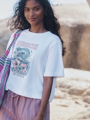 White Towelling Wave Graphic T-Shirt - Image 4 of 9