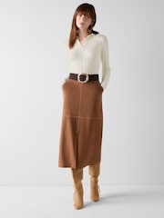 LK Bennett Cream Mika Graphic Texture Stitch Collar Jumper - Image 1 of 3