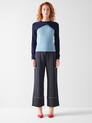 LK Bennett Blue Aletta Twist Front Fine Gauge Jumper - Image 3 of 4