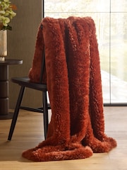 Orange Faux Fur Shearling Throws - Image 2 of 6