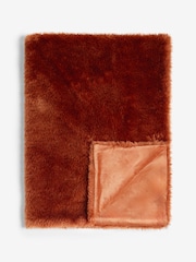 Orange Faux Fur Shearling Throws - Image 4 of 6