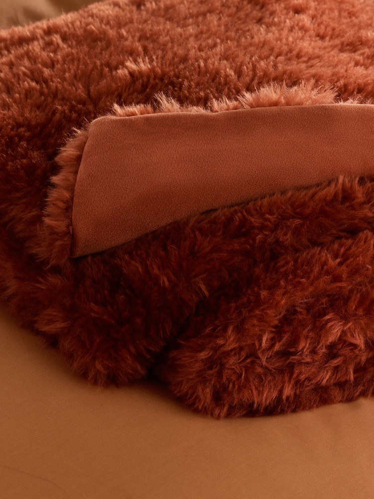 Orange Faux Fur Shearling Throws - Image 6 of 6