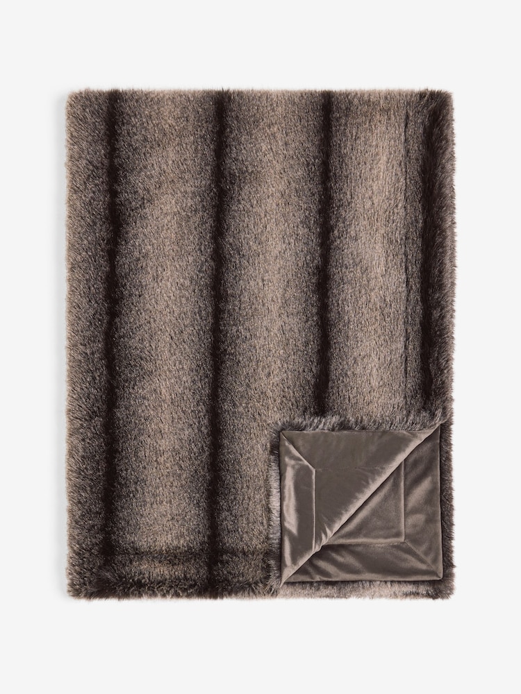 Brown Alaska Faux Fur Throw - Image 2 of 3