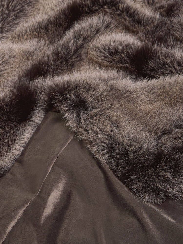 Brown Alaska Faux Fur Throw - Image 3 of 3