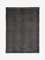 Grey Cut Stripe Faux Fur Throw - Image 1 of 1