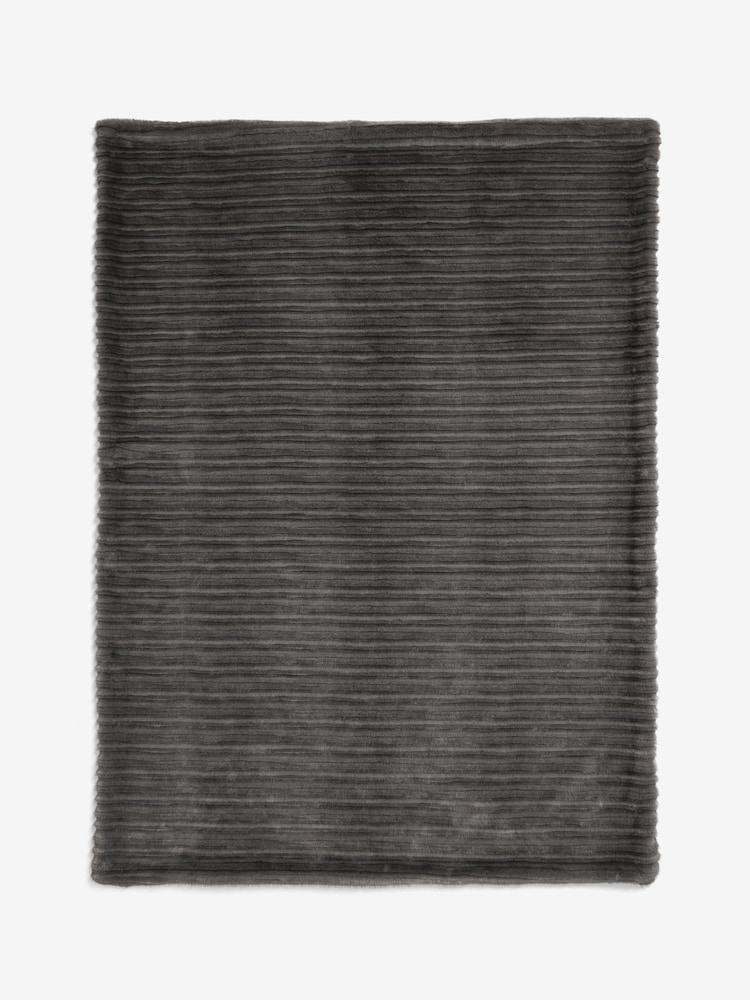 Grey Cut Stripe Faux Fur Throw - Image 1 of 1