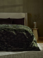 Green Textured Faux Fur Check Throw - Image 1 of 6