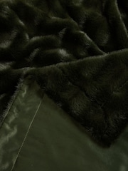 Green Textured Faux Fur Check Throw - Image 3 of 6