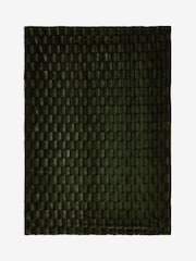 Green Textured Faux Fur Check Throw - Image 5 of 6