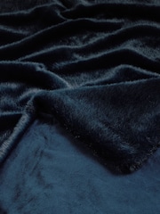 Navy Plush Faux Fur Throw - Image 3 of 6