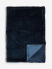 Navy Plush Faux Fur Throw - Image 6 of 6