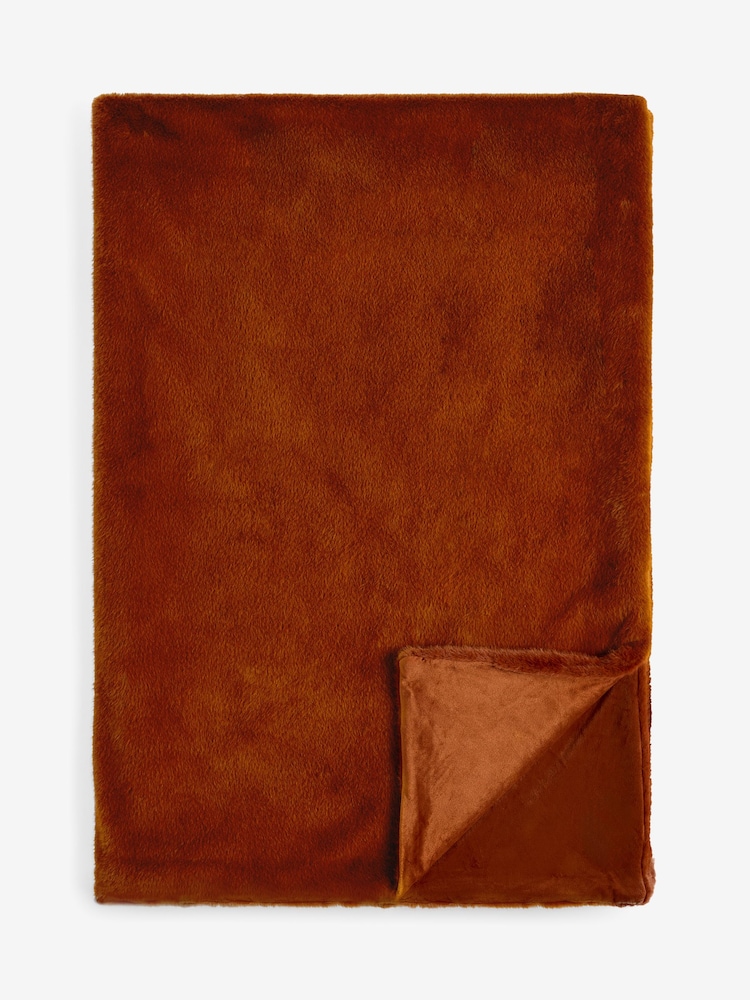 Orange Luxe Plush Faux Fur Throw - Image 2 of 6 Orange Luxe Plush Faux Fur Throw - Image 2 of 6