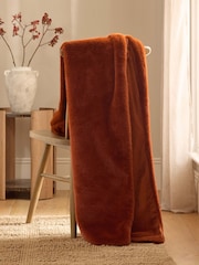 Orange Luxe Plush Faux Fur Throw - Image 4 of 6