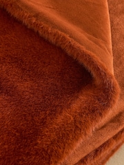 Orange Luxe Plush Faux Fur Throw - Image 6 of 6