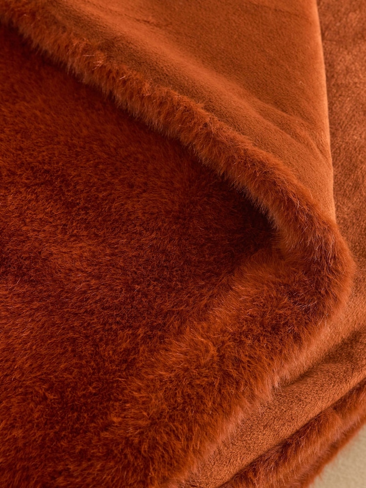 Orange Luxe Plush Faux Fur Throw - Image 6 of 6 Orange Luxe Plush Faux Fur Throw - Image 6 of 6