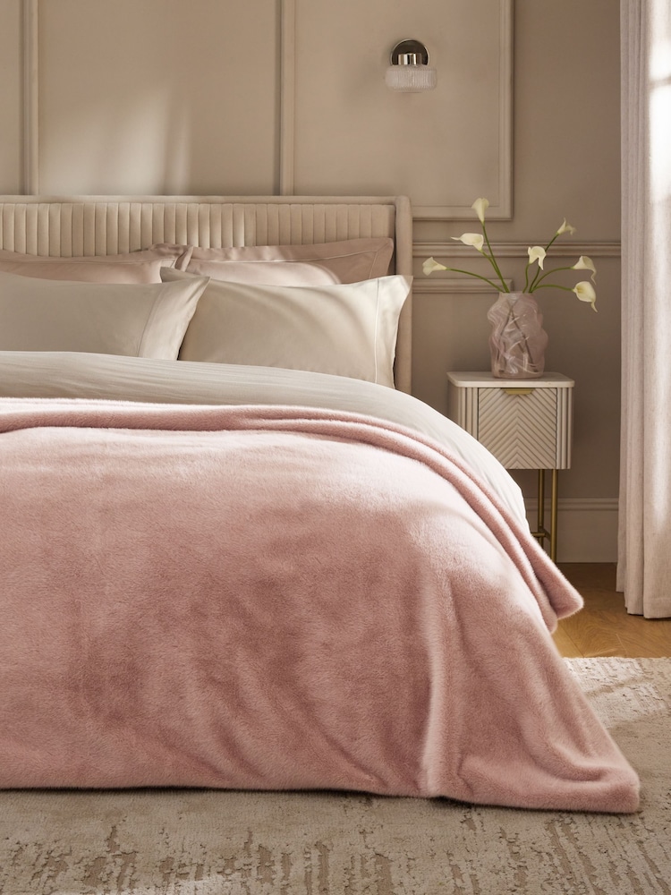 Blush Pink Luxe Plush Faux Fur Throw - Image 1 of 6