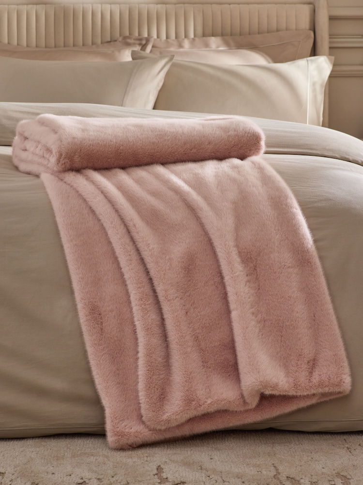 Blush Pink Luxe Plush Faux Fur Throw - Image 2 of 6