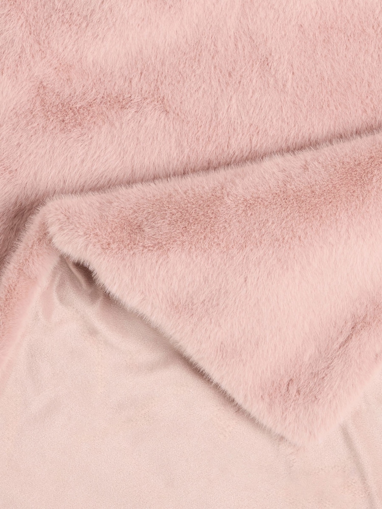 Blush Pink Luxe Plush Faux Fur Throw - Image 6 of 6