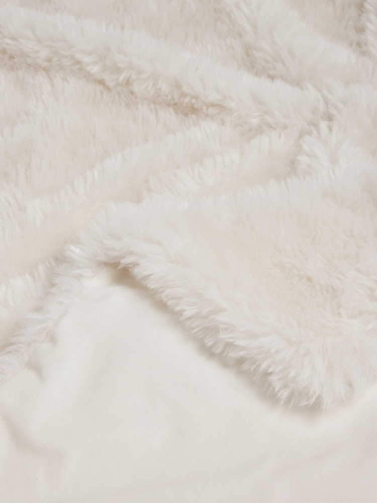 Ivory Faux Fur Shearling Throws - Image 3 of 3