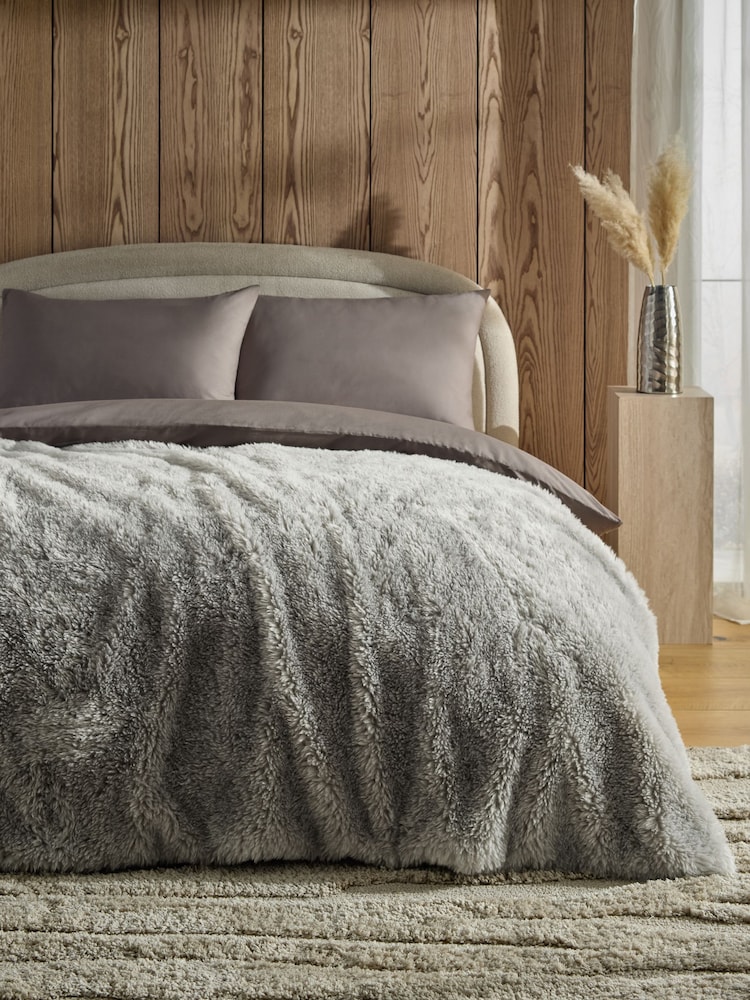 Grey Faux Fur Shearling Throw - Image 1 of 6