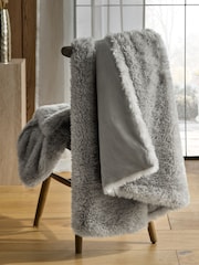 Grey Faux Fur Shearling Throw - Image 2 of 6