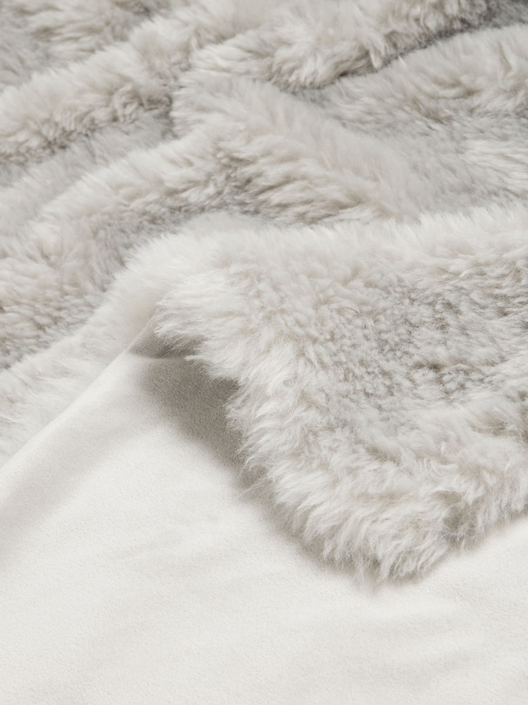 Grey Faux Fur Shearling Throw - Image 6 of 6