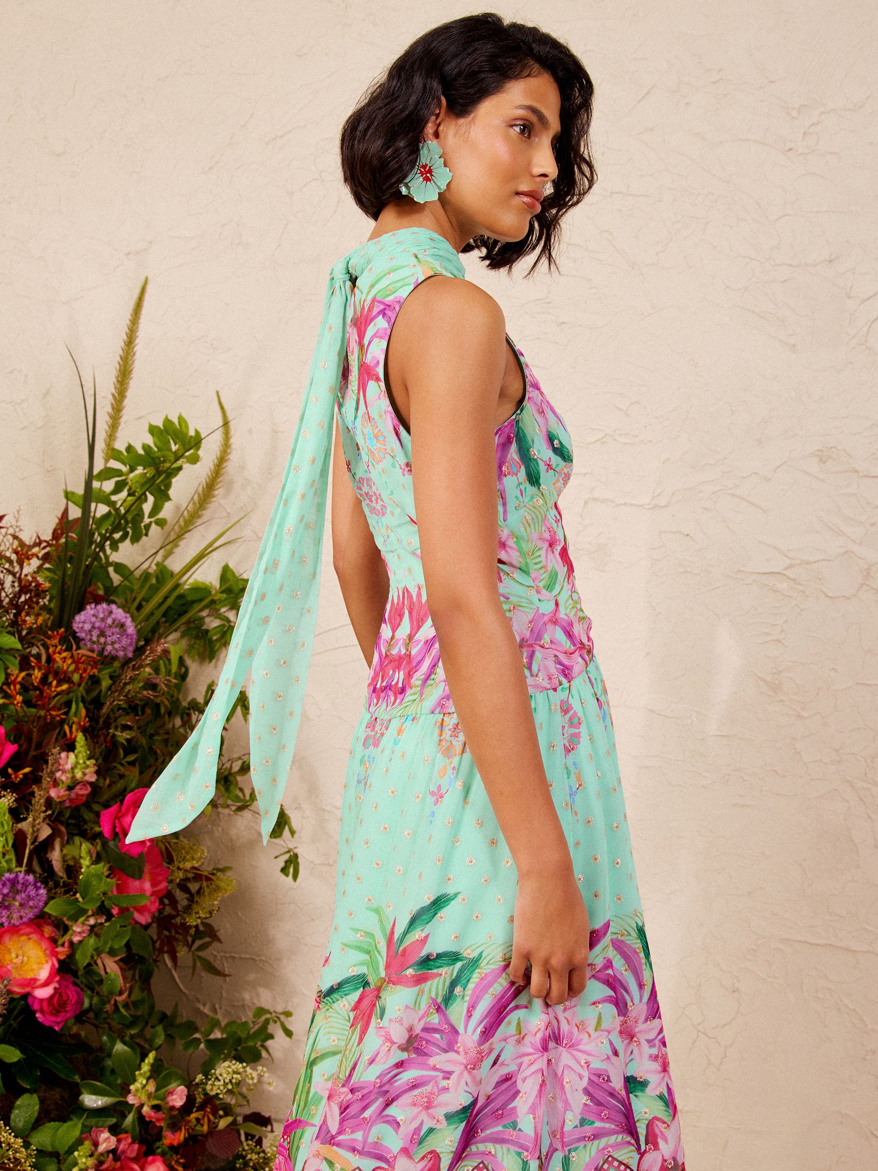 Buy Love & Roses x V&A Tropical Metallic Petite Scarf Tie Neck