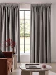 Grey Charcoal Cotton Blackout/Thermal Pencil Pleat Curtains - Image 1 of 6