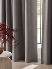 Grey Charcoal Cotton Blackout/Thermal Pencil Pleat Curtains - Image 4 of 6