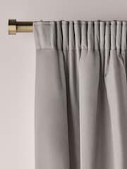 Grey Charcoal Cotton Blackout/Thermal Pencil Pleat Curtains - Image 5 of 6