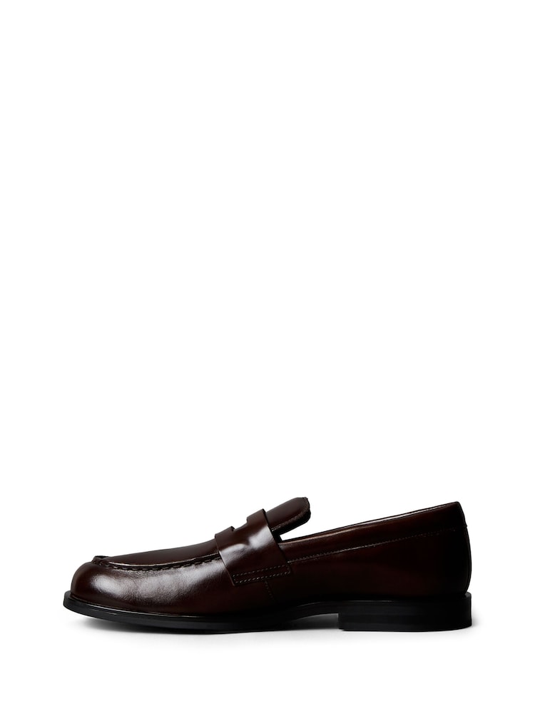 Calvin Klein Brown Leather Airfit® Cushioned Penny Loafers - Image 2 of 6