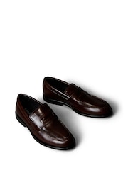 Calvin Klein Brown Leather Airfit® Cushioned Penny Loafers - Image 3 of 6