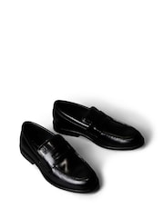 Calvin Klein Black Leather Airfit® Cushioned Penny Loafers - Image 3 of 6