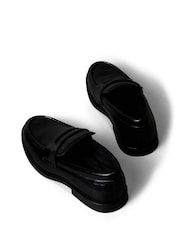 Calvin Klein Black Leather Airfit® Cushioned Penny Loafers - Image 4 of 6
