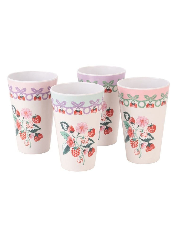 Cath Kidston 4 Pack Pink Raspberry Melamine Tumbler - Image 1 of 5