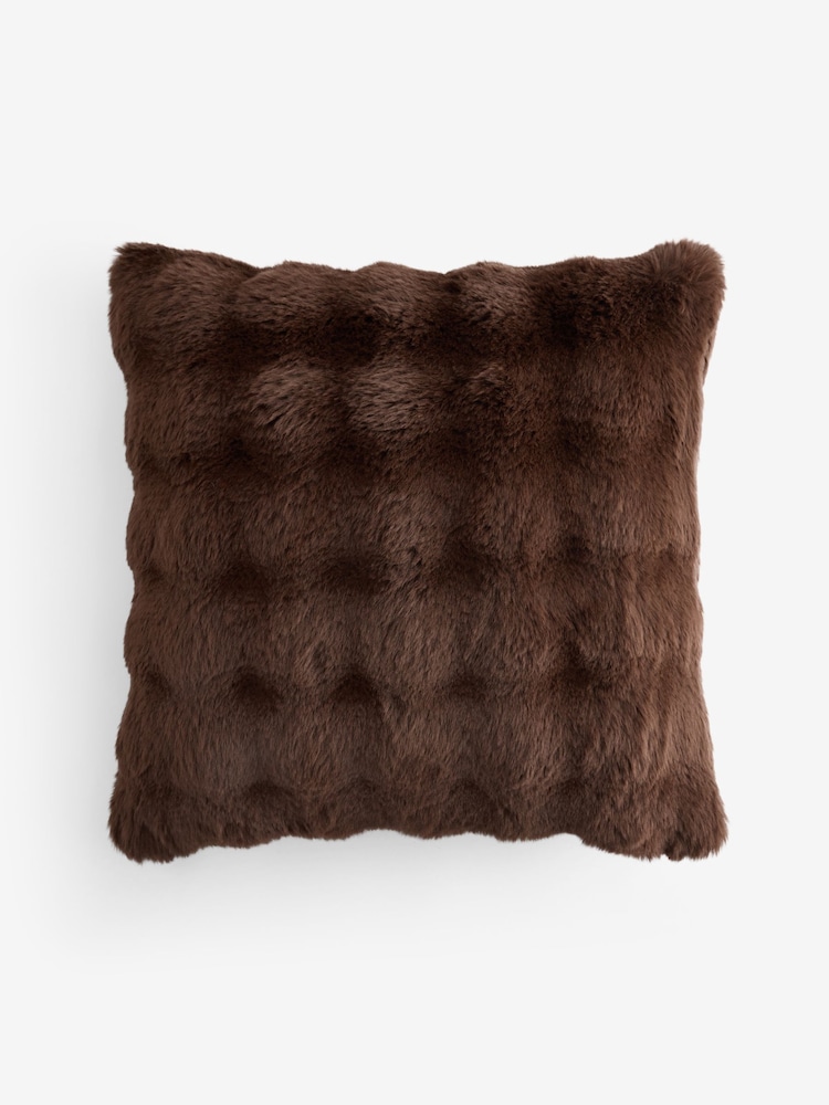 Chocolate Brown 50 x 50cm Aspen Faux Fur Cushion - Image 2 of 2