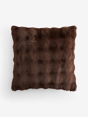 Chocolate Brown 50 x 50cm Aspen Faux Fur Cushion - Image 3 of 4