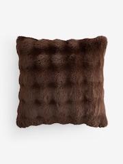 Chocolate Brown 50 x 50cm Aspen Faux Fur Cushion - Image 4 of 4
