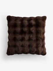 Chocolate Brown 59 x 59cm Aspen Faux Fur Cushion - Image 1 of 2