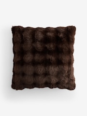Chocolate Brown 59 x 59cm Aspen Faux Fur Cushion - Image 2 of 2