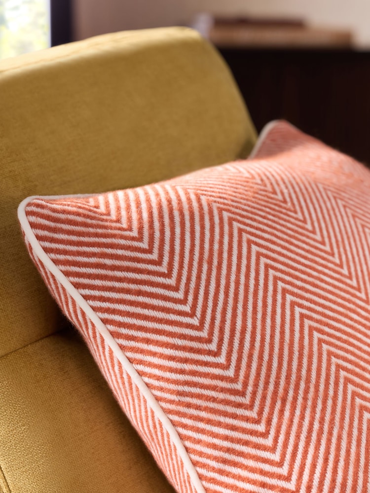 Orange 50 x 50cm Herringbone Cushion - Image 2 of 2