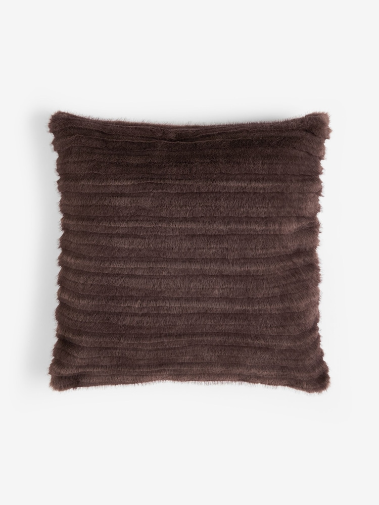 Mole 50 x 50cm Cut Stripe Faux Fur Throw Cushion - Image 4 of 4