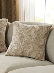 Ivory 50 x 50cm Faux Fur Cosy Swirl Cushion - Image 1 of 5
